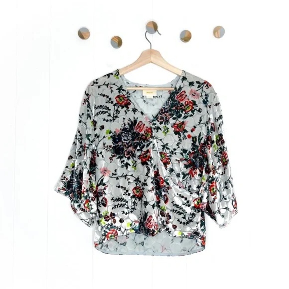 Anthropologie velvet wrap top